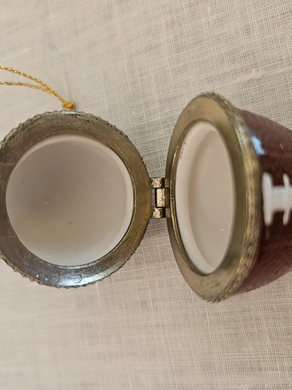 Football Hinged Trinket Box Christmas Ornament – Porcelain Sport Keepsake
